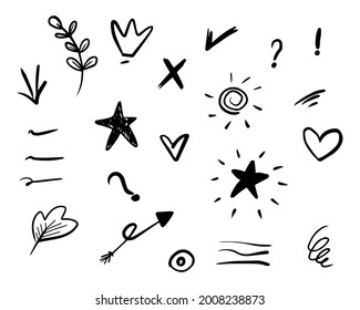 Hand drawn set doodle elements for concept design isolated on white background. Infographic elements. vector illustration