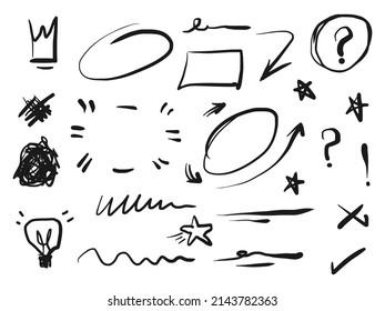 Hand drawn set doodle elements for concept design isolated on white background. Infographic elements. vector illustration