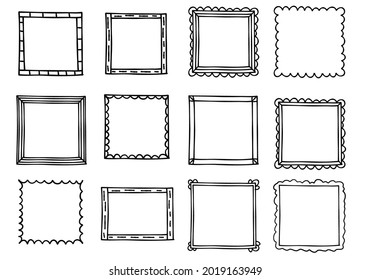 Hand Drawn Set of Doodle Frames