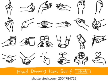 hand drawn set of doodle gestures. vector illustration.