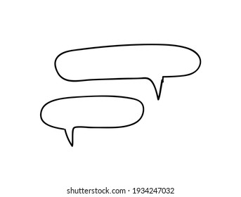 Hand drawn set of doodle speech bubbles. Vector pop art objects on transparent background
