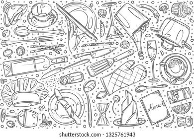 Hand drawn set doodle vector illustration background