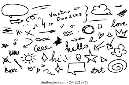 Hand drawn set of doodles vector illustration