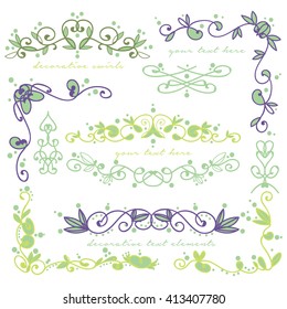 Hand drawn set of elegant swirls and decorative elements 
