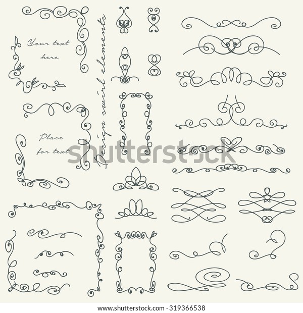 Hand Drawn Set Elegant Swirls Decorative Stock Vector (Royalty Free ...