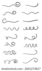 Hand drawn set elements, black on white background