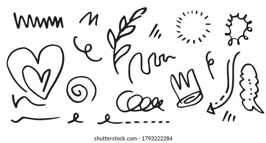Hand drawn set elements, for concept design. vector illustration.