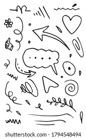 Hand drawn set elements, for concept design. vector illustration.