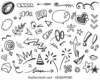 Hand drawn set elements, for concept design. vector illustration.