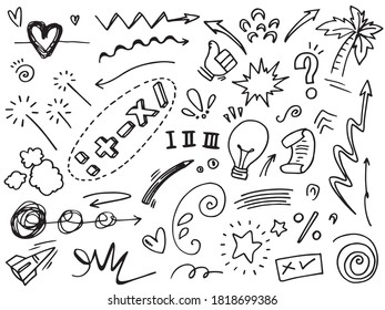 Hand drawn set elements, for concept design. vector illustration.