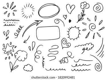 Hand drawn set elements, for concept design. vector illustration.