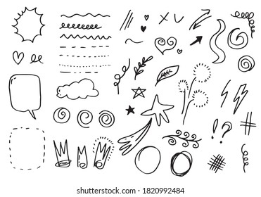 Hand drawn set elements, for concept design. vector illustration.