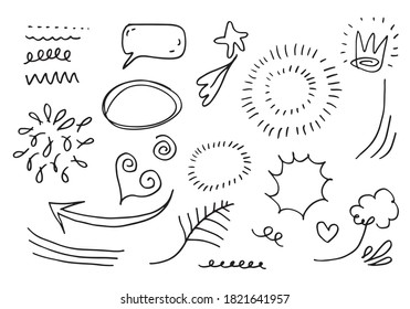 Hand drawn set elements, for concept design. vector illustration.