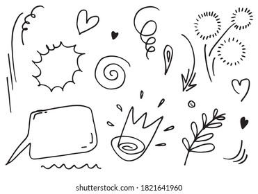 Hand drawn set elements, for concept design. vector illustration.