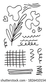 Hand drawn set elements, for concept design. vector illustration.