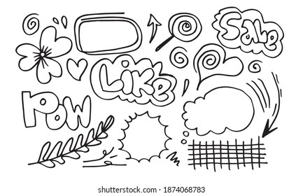 Hand drawn set elements, for concept design. vector illustration.