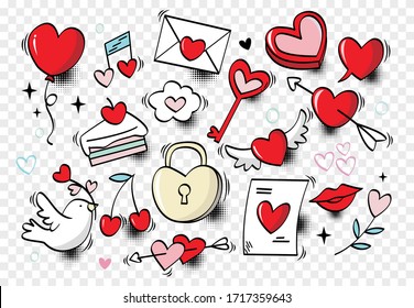 Hand drawn set elements on transparent background. Arrow, heart, love, speech bubble, star, flower, vector illustration - Powered by Shutterstock - Get 15% off with code: PIKWIZARD15