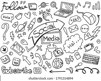 Hand drawn set elements.Abstract arrows, ribbons and other elements in hand drawn style for concept design. Doodle vector illustration