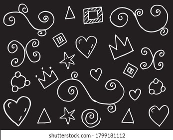 Hand drawn set elements.Abstract arrows, ribbons and other elements in hand drawn style for concept design. Doodle vector illustration