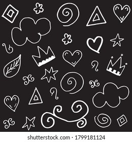 Hand drawn set elements.Abstract arrows, ribbons and other elements in hand drawn style for concept design. Doodle vector illustration