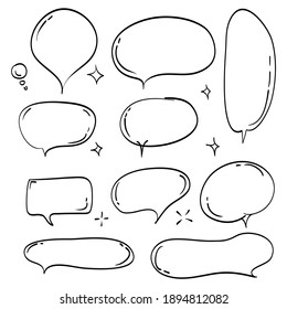 hand drawn Set of empty comic speech bubbles. vector doodle element illustration