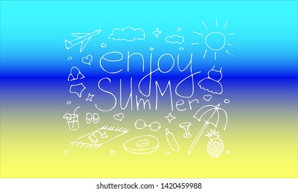 Hand drawn set "enjoy summer"