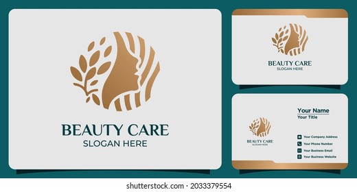 Hand drawn set of feminine logo templates for beauty and business cards