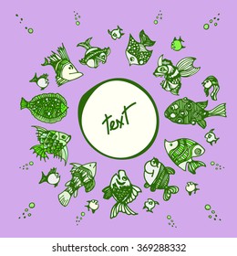 hand drawn set of fish, vector collection