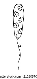 Conjunto dibujado a mano de ilustración de globo volador aislado en un fondo blanco. Doodle de globo de fiesta de cumpleaños. Clásico de vacaciones.