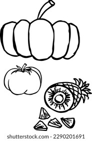 Conjunto de doodles de ingrediente alimentario dibujados a mano en vectores
