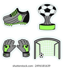 hand drawn set of football illustration