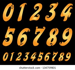 hand drawn set of golden numbers for your design