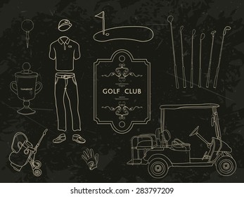 Hand Drawn Set Golf Club Collection