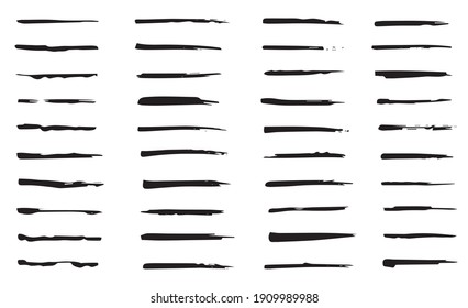 Hand drawn set of grunge paint, ink brush strokes, lines set. Brush collection of doodle lines. Pen underline, pencil hand drawn strokes. Scribble marker borders. Handmade scattered underline. 