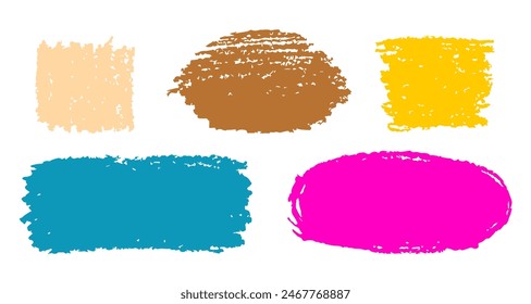 Handgezeichnetes Set von grungy verschiedenen Formen, abstrakte Flecken. Mehrfarbige Vektorillustration.