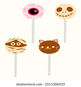 hand drawn set of halloween candies