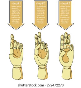 Hand drawn set of hands for info graphics