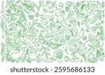 Hand drawn set of healthy vegetable ingredients in vector
