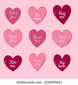 Hand drawn set of hearts for Valentine day. Design elements for posters, greeting cards, banners and invitations.