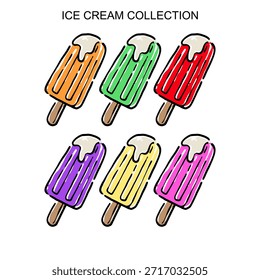 Conjunto de cucharada de helado dibujado a mano con cono de gofre, ilustración de postre fresco y sabroso. Perfecto para el diseño de menús, marcas de cafeterías, empaques, publicidad, redes sociales y proyectos creativos relacionados con la comida.