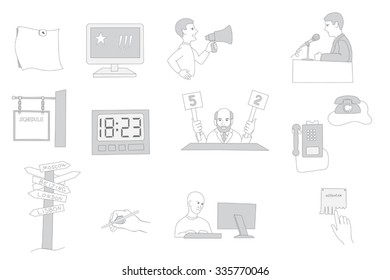 hand drawn set of information facilities and tools