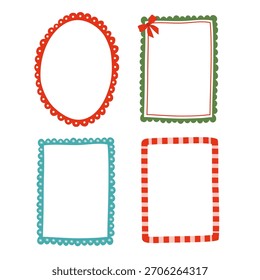 Conjunto desenhado à mão do desenho isolado da moldura decorativa do Natal