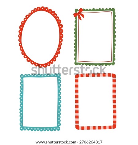 Hand Drawn set of  isolated decorative Christmas frame design