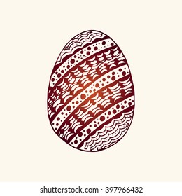 Hand drawn set of isolated sketch ornate Easter eggs icons