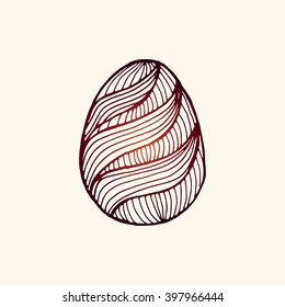 Hand drawn set of isolated sketch ornate Easter eggs icons