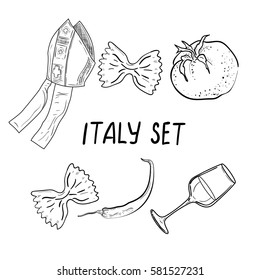 Hand drawn set of Italy