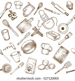 hand drawn set kitchen objects