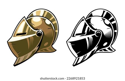 Hand Drawn Set of Knight Helmet