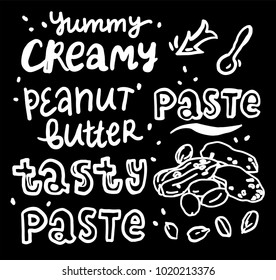 hand drawn set with lettering peanut butter