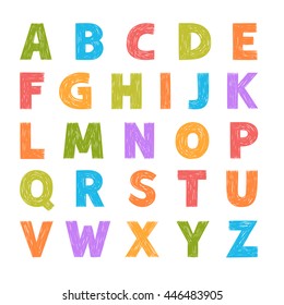 Hand drawn set of letters. Alphabet. Vector sketch illustration.
